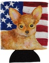 Caroline's Treasures BB9722CC Toy Terrier Patriotic Can or Bottle Hugger Cooler Washable Drink Sleeve Collapsible Beverage Insulated Holder, Can Hugger, Multicolor