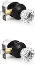 KNOBWELL 1 Pack Glass Passage Door Knob for Passage Hallway Closet and 1 Pack Crystal Privacy Door Knob for Bedroom Bathroom