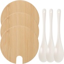 Bamboo Tea Cup Lid Spoons Airtight Cup Covers for Drinks Scoop Tiny Spoons for Tea Party