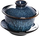 Hemoton 1 Set Of Ceramic Tea Cup With Saucer Lid Tureen Ceramic Cup Porcelain Kung Fu Tea Cup Chinese Sancai Tea Bowl
