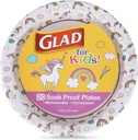 Glad for Kids Unicorn Theme Round Disposable Paper Plates - Heavy Duty, Soak Proof, Microwavable Plates with Unicorns Design for All Occasions, 8.5 Inch, 20 Count