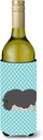 Caroline's Treasures BB8115LITERK Vietnamese Pot-Bellied Pig Blue Check Wine Bottle Hugger Bottle Cooler Sleeve Hugger Machine Washable Collapsible Insulator Beverage Insulated Holder