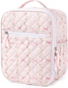 Aileam Lunch Box Lunch Bag for Women Cute Girls Insulated Womens Lunch Bag For Work Quilted Large Capacity Reusable Insulated Cooler for Work Picnic Travel Pink Bow Flower