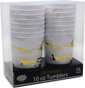 Contemporary Plastic Tumblers - 10 oz | White/Gold | Pack of 16