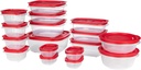 Rubbermaid EasyStore Rectangle, Square, and Round Containers, 34-Piece Set, Food Storage Containers, Food Storage Containers with Lids