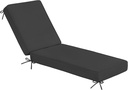 Sundale Outdoor Olefin Chaise Lounge Cushion, Water-Resistant Patio Lounge Chair Cushion, Thick Lounger Pad with 4 Straps Dark Gray, 72 x 21 x 4 Inches