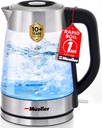 Mueller Rapid Boil Electric Kettle 1.8L – Borosilicate Glass & Stainless Steel – BPA-Free Tea Kettle, LED Light, Auto Shut-Off, Boil Dry Protection Water Heater – Fast Heating, Kitchen Appliances