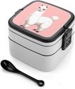 Bento Lunch Box for Women Lunch Containers for Adults Alpaca Llama Double Layered Lunchbox Large Capacity Bento Box with Cutlery for Work Picnic Camping Travel