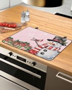 Christmas Countertop Burners Protection Mats for Kitchen, Snowman Snowflake Gift Winter Pink Rubber Stove Top Cover Mat, Heat Proof Mats Cooktop Cover for Counter Dish Drying Mat, 31"x24"