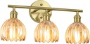 Vintage Bathroom Light Fixtures,3-Light Hardwired Vanity Lights Over Mirror,Gold Wall Sconces with Amber Tulip Glass Shade for Bathroom Living Room,E26 Socket(Bulbs Not Included)