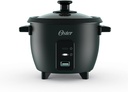Oster 6-Cup Rice Cooker with Steamer Tray, Electric Rice Maker, Automatic Keep Warm, Nonstick Inner Pot, Black