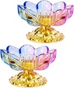 2pcs Lotus Shaped Glass Fruit Holder with Rack Lightweight Decorative Snack Tray for Buddha Offering Home and Kitchen Counter Display