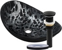 Miseno MNO-G1308210 Oval 21-1/2" Tempered Glass Vessel Bathroom Sink - Flat Black Drain