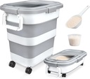 Rice Storage Container, Collapsible Airtight Food Storage Containers 10-40 Lbs, Rice Dispenser Bin with Cup and Scoop for Flour Cereal Pasta Grain, Cat Bird Pet Dog Food Storage Container