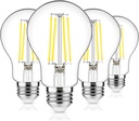 MAXvolador 60W Equivalent E26 LED Filament Light Bulbs, 850LM Daylight White 5000K LED Edison Bulb, Non-Dimmable 6W A19 LED Bulb Medium Base, 4-Pack