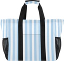 Blue Stripe Waterproof Tote Bag,Multi-Purpose Kitchen Reusable Grocery Bags, Travel, Beach & Laundry Organizer 15.4 X 9.8 X 12.8 inch