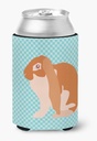 Caroline's Treasures BB8136CC English Lop Rabbit Blue Check Can or Bottle Hugger Cooler Washable Drink Sleeve Collapsible Beverage Insulated Holder, Can Hugger, Multicolor