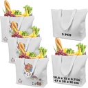 WeStar 5 Pack Sublimation Tote Bags Blanks,12oz Heavy-Duty 100% Polyester with Zipper, Long Handles (18.5"x15"x4.7"), Reusable for DIY, Heat Transfer, Gym, Travel, Business Branding