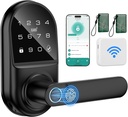 Smart keypad Door Lock with Handle，Fingerprint Keyless Entry Digital Lock with Built-in doorbell for Front Door,Bedroom,biometric Door knob,with Gateway Remote APP Control