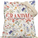 Grandma Gifts Floral Tote Bag, Mother's Day Birthday Gifts for Grandma from Grandkids Grandsons Granddaughters Canvas Tote Bags for Women,Reusable Grocery Shopping Bag