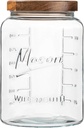 Extra Large Mason Jar - 1 Gallon Glass Wide Mouth Jar with Airtight Wooden Lid, Food Storage Container with Measurement Markings For Kitchen Pantry, Pickling, Cookies, Flour & Sugar