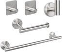 TocTen Bathroom Hardware Set, Thick Stainless Steel Bath Towel Bar Set Including Towel Rack for Bathroom+Toilet Paper Holder+3 Robe Towel Hooks Wall Mount Bathroom Accessory Set(16IN,Brushed Nickel)