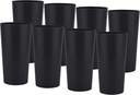 26-ounce Plastic Drinking Glasses Stackable Tumblers Water Cups Mixed Drinkware set of 8 Black, Reusable Shatter-resistant Dishwasher Safe