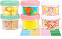 ASEVAT 4oz 6Pack Small Food Containers with Lids Salad Dressing Container Reuseable Snack Container Plastic Jar Freezer Storage Jars, Leakproof/Microwave/Dishwasher Safe