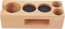 Wood Coffee Filter Tamper Holder,Wooden Base Tamper Non Slip Coffee Tamping Station with Mat for Cafes Home (S)