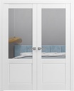 SARTODOORS Lucia 1533 | Double Swing Interior French Doors with Glass, Solid Wood, Prehung, Hardware Included, 60x80, White, Modern