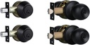 Exterior Door Lock Set with Deadbolt, Single Cylinder Deadbolt Lock and Door Knob Set, Keyed Alike Door Locks for Front Door,Matte Black Door Knob and Deadbolt Set(2Pack Set)