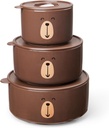 Ceramic Containers with Lids, 4, 5, 6 Inch Kawaii Ceramic Bowls with Lids Set, Microwave & Dishwasher Safe, For Soup, Salad, Rice, Cereal, Breakfast, Dinner, Serving, Oatmeal(Bear)