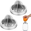 2pcs Stainless Steel Juicer Lid for 3.38 Inch Wide Mouth Mason Jar, Upgraded Canning Jar Lid, Manual Hand Juicer Squeezer Top, Citrus Reamer Lid for Lemon Orange Lime Kitchen Gadget Accessories
