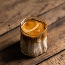 Glass Mug Dirty Coffee Cup Vintage Glass Unique Tree Trunk Design Handcrafted Ratten Saucer 10 OZ For Home Decor Office Mothers' Day Birthday Christmas Gift