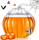 Uiifan 1 Pack 2 Gallon Glass Pumpkin Drink Dispenser for Fall Thanksgiving Party Supplies, Beverage Dispenser with Spigot, Trick or Treat Pumpkin Punch Bowl for Autumn Halloween Kitchen Decor (Clear)