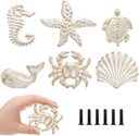 Youeon 6 Pcs Ocean Themed Cabinet Knobs, Metal Drawer Knobs for Dresser, Cupboard, Cabinet Drawer Pull Handles with Screws, Easy to Install