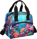 Lunch Bag Women Underwater World Fish Sea Insulated Lunch Bag Men Lunch Box Waterproof Thermal Cooler Tote Bags with Shoulder Strap Ocean Theme Lunch Tote Bag for Work, Picnic, Travel for Adult