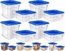 Yungyan 8 Pcs Restaurant Food Storage Containers with Lids Set 2Qt and 4Qt Commercial Restaurant Square Storage Containers Clear Food Cereal Container for Kitchen Freezer (Blue Lids)