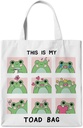Cute Toad Frog Canvas Tote Bag Gifts for Women Toad Frog Lovers Owner, Funny Quotes This Is My Toad Bag Tote Bags, Cute Aesthetic Reusable Tote Bags for Shopping Camping