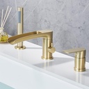 DASAN Roman Bathtub Faucet Set with Handheld Shower Sprayer Deck Mount 3-Hole Tub Filler Faucet Set, Brushed Gold Waterfall Roman Tub Faucet with Valve Included, DA-TF09WH-BG