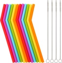 Reusable Silicone Straws for Toddlers & Kids - 12 pcs Flexible Short Drink 6.6" Straws for 6-10 oz Yeti/Rtic/Ozark Tumblers & 4 Cleaning Brushes - BPA free, Eco-friendly,no Rubber Tast