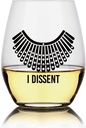 RBG I Dissent Wine Glass, Funny & Humorous Feminist Gifts for RBG Fan, Women, Sisters, Mothers, Aunts, Grandmothers, Boss, Colleagues, Unique Patriotic Glassware Celebrating Women’s Rights