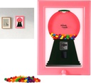 Candy Dispenser Picture Frame, Wall Mount Gumball Machine Picture Hanging Candy Dispenser Gumball Display Frame for Birthday Adults Children Gifts Room Decoration (Pink)