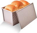 1 pack Loaf Pan with Lid, 1 lb Non-Stick Bread Toast Mold, Carbon Steel Corrugated Bread Toast Box Mold for Baking Bread Pan Bread Tin for Homemade Cakes, Breads and Meatloaf