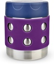 LunchBots Thermal 8 oz Triple Insulated Thermo - Hot 6 Hours or Cold 12 Hours - Leak Proof Thermo Soup Jar - All Stainless Interior - Navy Lid - Purple Dots
