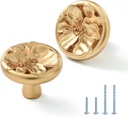 Flower Cabinet Pulls Handle Knob Drawer for Kitchen Dresser Wardrobe Bathroom and Cupboard One Hole Hardware Knobs for Girl Easy Installation Pack of 10 Champagne Bronze