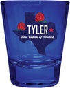 R and R Imports Tyler Texas Rose Capital of America Design Souvenir 2 oz Full Color Shot Glass Blue 4-Pack