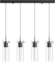 Alice 4-Light Chandelier Pendant Ceiling Light, Integrated Led and Bubble Glass, for Kitchen Island, Hallway, Entryway, Passway, Dining Room, Bedroom, Balcony Living Room (Black)