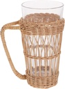 Garneck Rattan Glass Insulated Mug Glass Tea Cup Coffee Bar Accessory Cool Mugs Iced Coffee Cup