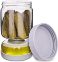 Pickle and Olive Hourglass Jar with Strainer Flip for Pickle Juice Separator from Wet and Dry, Upgrade Food-grade ABS Lid and BPA Free Hourglass Jar for Airtight Storage
